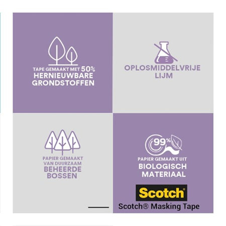 Scotch® Afplaktape voor kwetsbare oppervlakken, 36 mm x 41 m, 2 Rollen/Verpakking, 100% PEFC SGSCH-PEFC-COC-110078