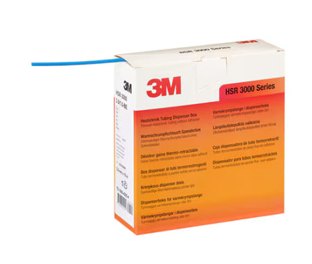 3M™ HSR 3000 Thin-Walled Heat Shrink Tubing on Mini Reel, Blue, 1.5/0.5 mm, 12 m, Dispenser Box