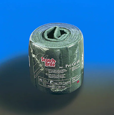 Scotch-Brite™ General Purpose Scouring Pre Cut Pads 640, Green, 200 mm x 4 m, 1/Pack, 6/Case