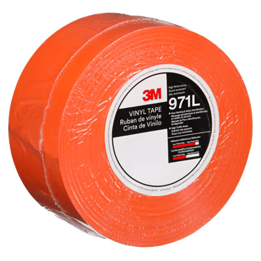 3M™ Durable Floor Marking Tape 971L, Orange, 76.2 mm x 33 m, 0.43 mm, Individually Wrapped Conveniently ...