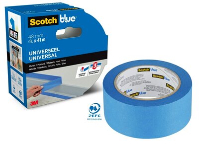ScotchBlue™ Multi-oppervlak Afplaktape, 48 mm x 41 m, 1 Rol/Verpakking, 100% PEFC, SGSCH-PEFC-COC-110078