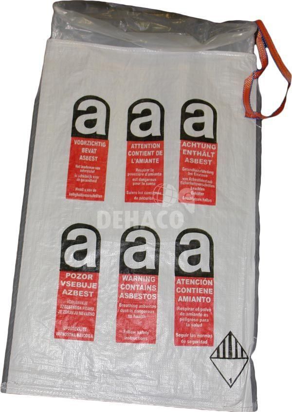 Mini asbestzak 80x120 cm met A-logo en 2 x liner 100 mμ