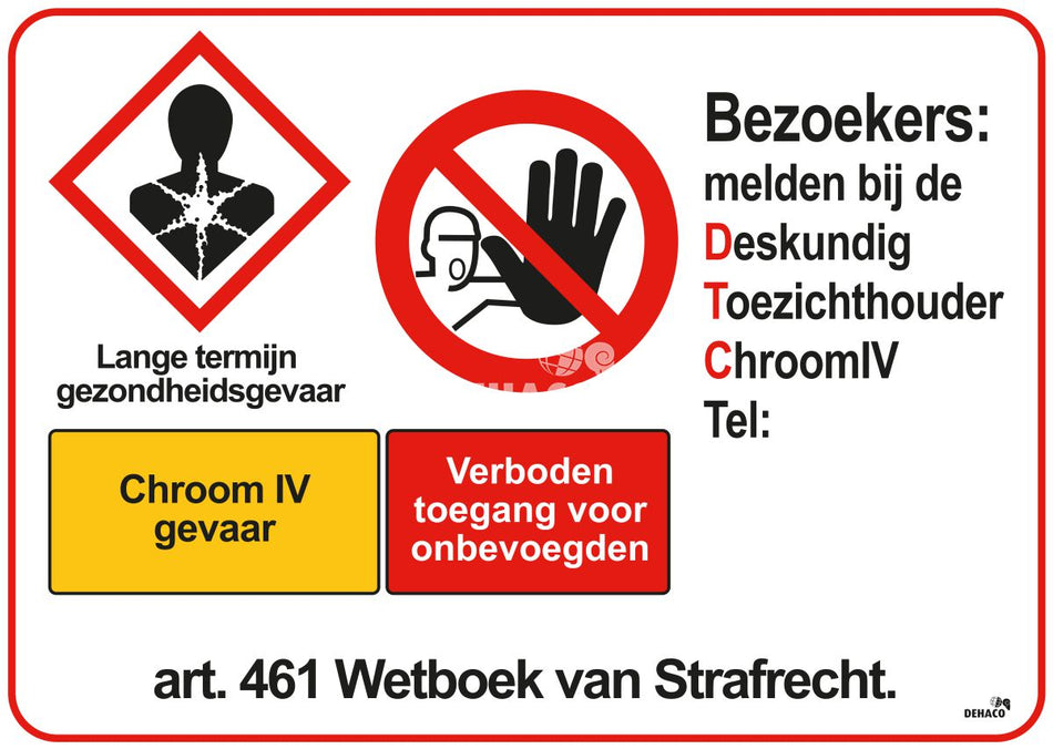 Waarschuwingsbord Chroom-6 49x65 cm